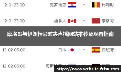 摩洛哥与伊朗精彩对决直播网站推荐及观看指南
