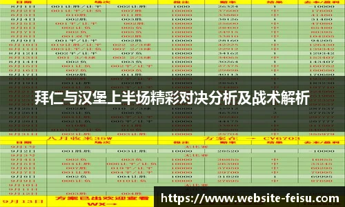 拜仁与汉堡上半场精彩对决分析及战术解析